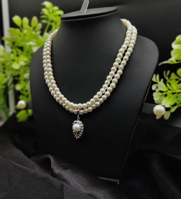 Imported Elegant Double-strand Pearl Necklace With Delicate Pendant